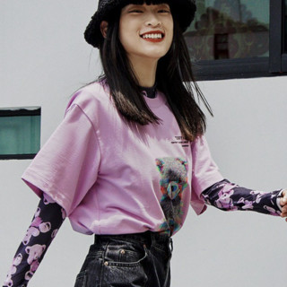 MO&Co. 摩安珂 女士圆领短袖T恤 MBA3TEET02 丁香紫色 S