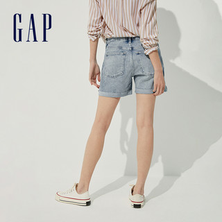 Gap女装时尚潮流破洞卷边短裤671650夏季2021新款女士直筒牛仔裤 浅色水洗 25(160/66A)