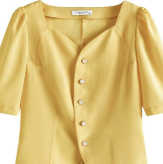 FANSILANEN 范思蓝恩 女士长袖衬衫 Z201037 淡黄色 M