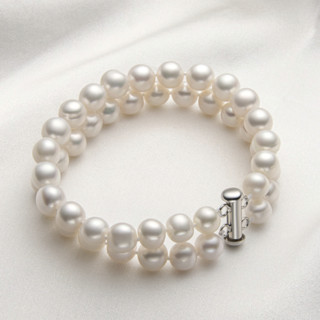 Ainuoshi 瑷乐诗 AB-BPE-002080 双层925银珍珠手链 16cm