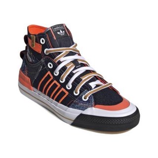 adidas Originals Nizza Hi Dl 中性运动帆布鞋 FZ5238 深蓝/橙色/白/棕 40