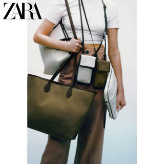 ZARA新款 女包 米色大容量帆布单肩手提休闲购物包 16161710102