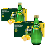 SUPER会员：perrier 巴黎水 天然气泡矿泉水（柠檬味）玻璃瓶装  330ml*24瓶*2箱