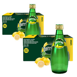 perrier 巴黎水 天然气泡矿泉水（柠檬味）玻璃瓶装 330ml*24瓶*2箱