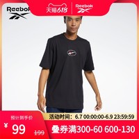 Reebok 锐步 基础运动经典CL GLITCH TEE男女基础款短袖T恤GJ5826