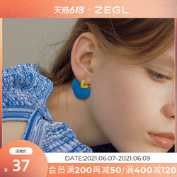 ZENGLIU 爱心耳钉女可爱心形耳环2021新款潮网红小清新925银针耳饰