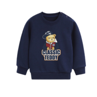 Classic Teddy 精典泰迪 儿童套头卫衣 棒球帽子熊净面DIY款 深蓝色 100cm