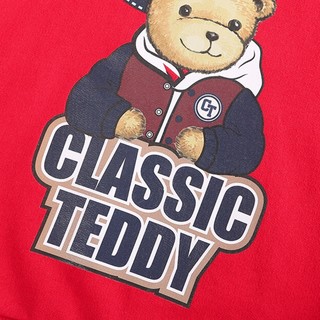 Classic Teddy 精典泰迪 儿童套头卫衣 棒球帽子熊定制款 大红色 100cm