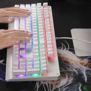 灵蛇 K807 104键 有线机械键盘 白色 高特青轴 混光