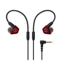 audio-technica 铁三角 LS200iS 入耳式挂耳式动铁有线耳机 红色 3.5mm
