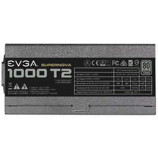 EVGA 1000 T2 钛金牌（94%）全模组ATX电源 1000W