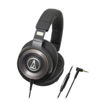 audio-technica 铁三角 WS1100iS 耳罩式头戴式动圈有线耳机 黑色 3.5mm