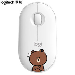 logitech 罗技 Pebble LINE FRIENDS联名款 双模无线鼠标 1000DPI 布朗熊