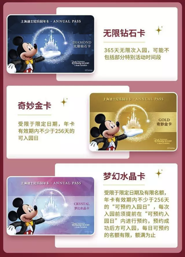 畅玩一年上海迪士尼乐园度假区门票儿童年卡梦幻水晶卡