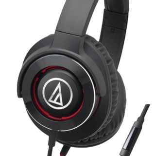 audio-technica 铁三角 WS770iS 耳罩式头戴式动圈有线耳机 黑红色 3.5mm