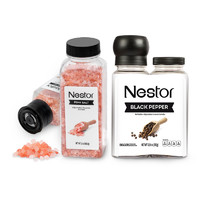 Nestor 乐事多 美国进口Nestor喜马拉雅粉盐无碘牛排海盐玫瑰盐黑胡椒研磨瓶737g
