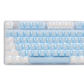 AJAZZ 黑爵 AK35i 104键 有线机械键盘 白蓝 国产茶轴 单光+粉白键帽