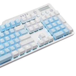 AJAZZ 黑爵 AK35i 104键 有线机械键盘 白蓝 国产茶轴 单光+粉白键帽