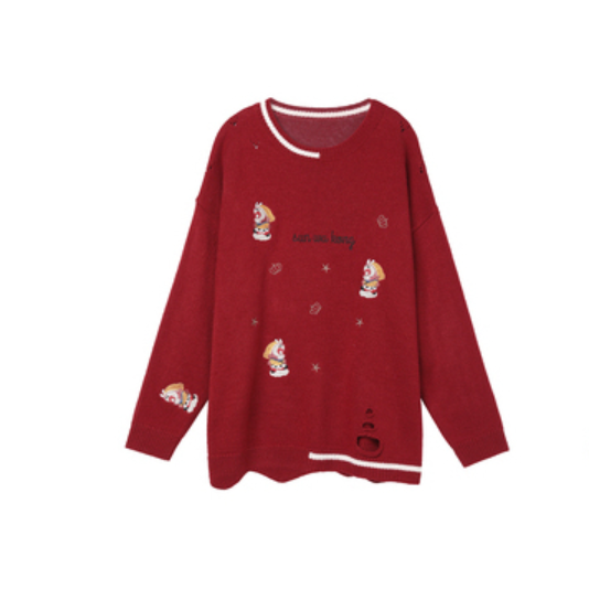 elf sack 妖精的口袋 大闹天宫联名系列 女士圆领毛衣 1110_AL2029