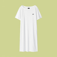 夏季新品拼色LOGO印花针织连衣裙休闲运动裙 2XL 亮白色