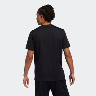 adidas ORIGINALS adidas印花纯棉篮球运动上衣圆领短袖T恤男装阿迪达斯官方GE4513 黑色 XL