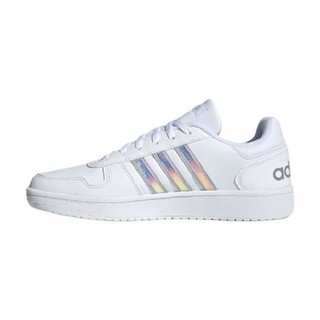 adidas NEO Hoops 2.0 女子休闲运动鞋 FW3535 白/淡灰/金 38