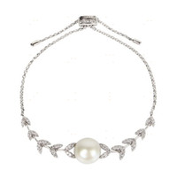 APM Monaco AB3694XPL 银镶晶钻淡水珍珠花瓣手链