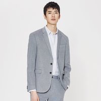 【热销尖货】mecity新款品纯色商务修身时尚男式西服 XL 灰色组