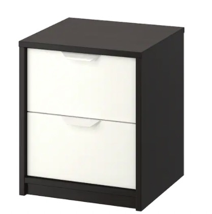 IKEA 宜家 ASKVOLL 艾思福 两斗抽屉柜 黑褐色, 白色 41x49 厘米