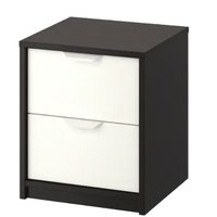 IKEA 宜家 ASKVOLL 艾思福 两斗抽屉柜 黑褐色, 白色 41x49 厘米