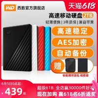 WD西部数据移动硬盘2t my passport外接2tb电脑磁盘大容量USB 3.0数据加密兼容苹果mac游戏PS4便携官方旗舰店（白色 2T、套餐五）