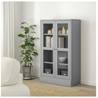 IKEA 宜家 HAVSTA 海思塔 玻璃门橱柜带踢脚板 灰色, 透明玻璃