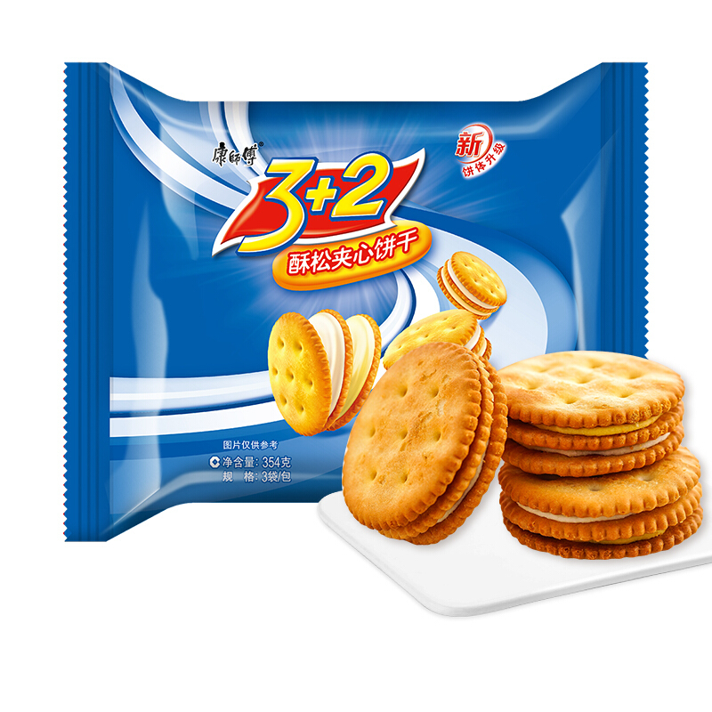康师傅 3 2 酥松夹心饼干 香草奶油味 354g