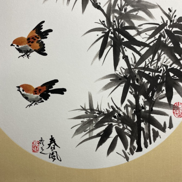 东然雅意王永明春风竹林小鸟花鸟国画100纯手绘