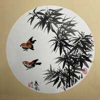 「东然雅意」王永明 春风 竹林小鸟 花鸟国画100%纯手绘