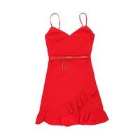 GUESS新款女士时尚性感连衣裙 XS 红色