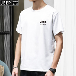 JEEP 吉普 短袖T恤男2021夏季新款男士户外运动休闲时尚薄款透气圆领男装半截袖衣服上衣
