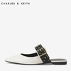 CHARLES & KEITH CK1-70390243 金属铆钉尖头低跟穆勒鞋