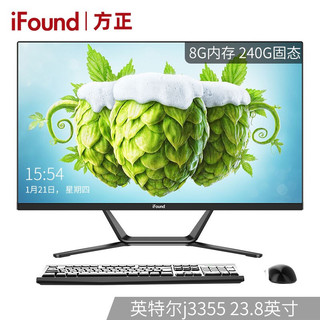 iFound 方正科技 方正（iFound)T249 23.8英寸商务办公电脑一体机台式家用IPS屏高清(赛扬J3355 8G 240G固态 WIFI 蓝牙)黑色