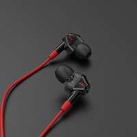 EDIFIER 漫步者 GM360 入耳式双动圈降噪有线耳机 黑红色 3.5mm