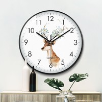 LAMIKO 北欧家用钟表钟饰静音客厅挂钟现代简约麋鹿时钟挂表时尚石英钟