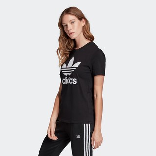 adidas 阿迪达斯 官网adidas三叶草 女情侣款夏季运动短袖T恤FM3306FM3311  白/黑色 30