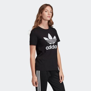 adidas 阿迪达斯 官网adidas三叶草 女情侣款夏季运动短袖T恤FM3306FM3311  白/黑色 30