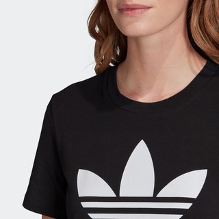 adidas 阿迪达斯 官网adidas三叶草 女情侣款夏季运动短袖T恤FM3306FM3311  白/黑色 30