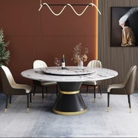 一米色彩 YMSC50023 意式大理石圆餐桌 标准大理石款 一桌四椅 1.3m