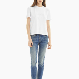 Calvin Klein Jeans 卡尔文·克莱恩牛仔 女士圆领短袖T恤 J215050 白色 L