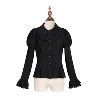 Larmes d'Anges 天使之泪 Lolita洛丽塔 玩偶柜 女士翻领衬衫 黑色 S