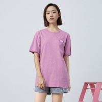 【夏季爆款】2021新款男女同款T恤衫简约舒适透气休闲短袖男 M 浅紫色