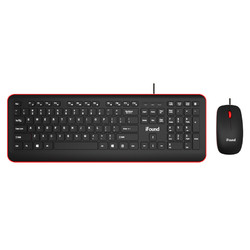 iFound F6101 有线键鼠套装 黑红