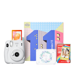 INSTAX 富士instax 拍立得 一次成像相机 mini11精美礼盒 冰晶白（含10张相纸）